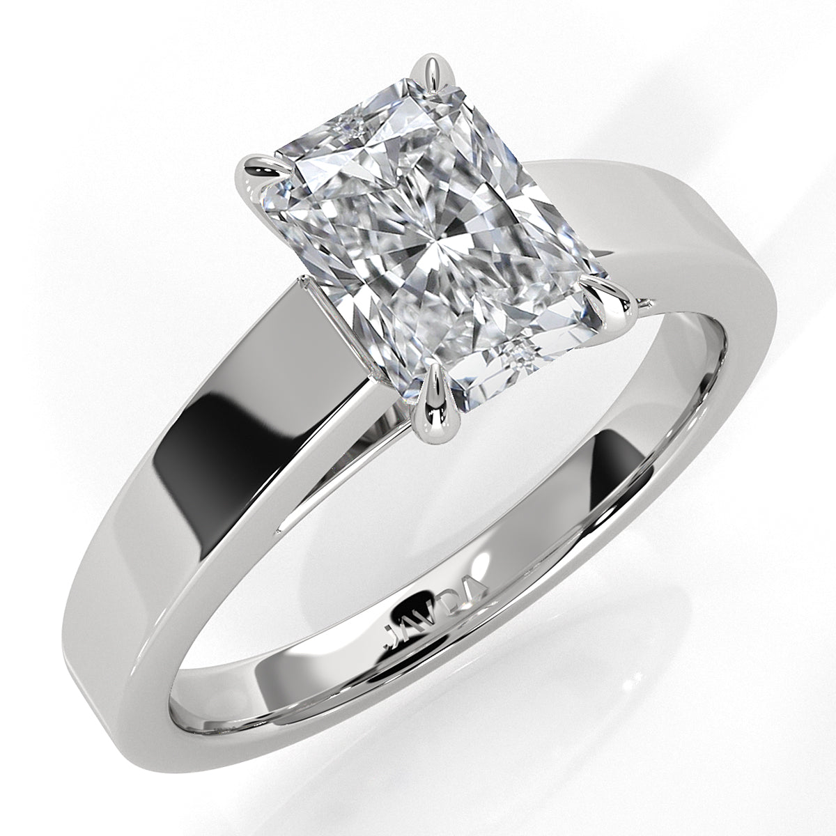 3.5mm Cathedral Style Flat Edge Solitaire Lab Grown Diamond IGI Certified Engagement Ring 4g Setting 1.00 Ctw.